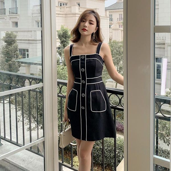 #5157 summer black spaghetti strap off shoulder party dress women slash neck backless white striped mini dress front button, Black;gray
#5157 summer black spaghetti strap off shoulder party dress women slash neck backless white striped mini dress front button, Black;gray