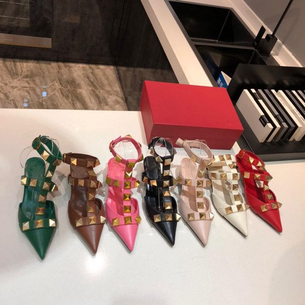 spring summer catwalk models with rivet pointed low-heel baotou sandals mid-heel slippers shoes, Black
spring summer catwalk models with rivet pointed low-heel baotou sandals mid-heel slippers shoes, Black
