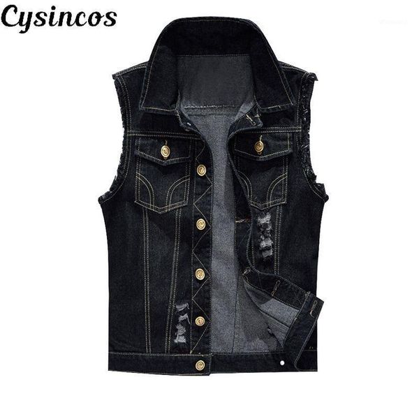 cysincos new spring autumn vintage design men's denim vest male black sleeveless jackets men hole jeans brand waistcoat1, Black;white
cysincos new spring autumn vintage design men's denim vest male black sleeveless jackets men hole jeans brand waistcoat1, Black;white