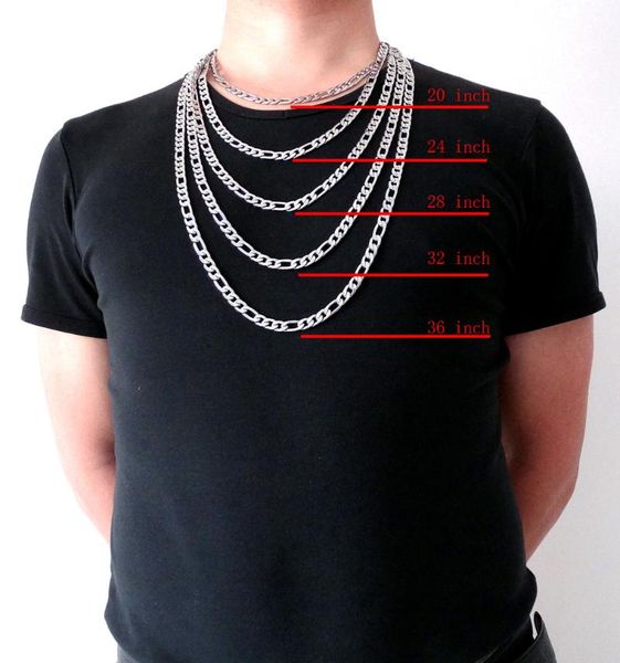 8 mm 18'' - 36'' inches men customize length chain stainless steel necklace figaro chain fashion jewerly, Silver