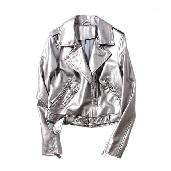 women's leather & faux spring and autumn silver female pu motorcycle belt jacket womens fashion personality jackets1, Black
women's leather & faux spring and autumn silver female pu motorcycle belt jacket womens fashion personality jackets1, Black