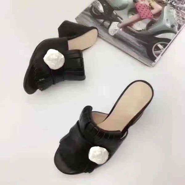 woman sandals classic lady summer designer metal buckle leather high heeled shoes coarse heel half slippers large size, Black
woman sandals classic lady summer designer metal buckle leather high heeled shoes coarse heel half slippers large size, Black