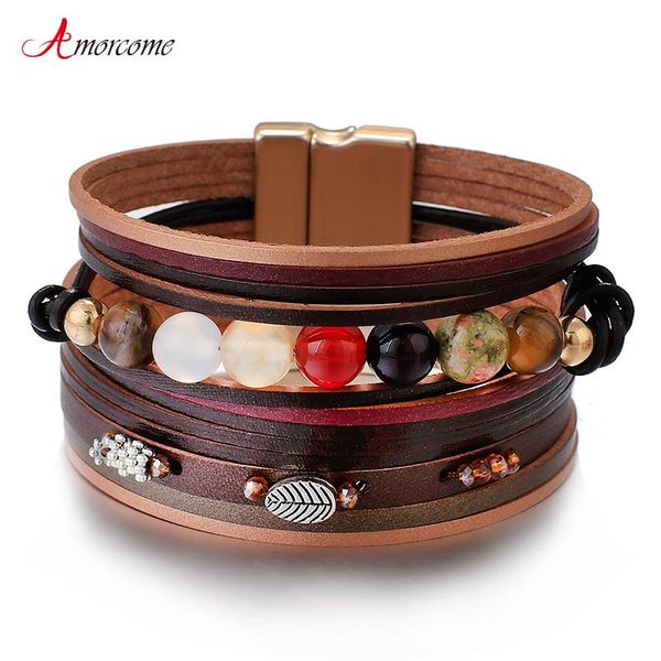 amorcome fashion colorful natural stone crystal beads slim leather bracelets for women boho feather cahrm wrap bracelet jewelry, Golden;silver
amorcome fashion colorful natural stone crystal beads slim leather bracelets for women boho feather cahrm wrap bracelet jewelry, Golden;silver