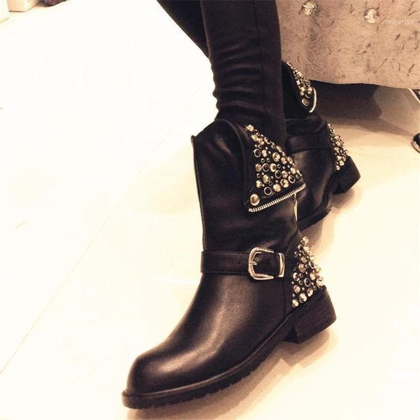 moonmeek plus size 34-43 new genuine leather boots punk rivets round toe buckle winter ankle boots ladies shoes motorcycle botas1, Black
moonmeek plus size 34-43 new genuine leather boots punk rivets round toe buckle winter ankle boots ladies shoes motorcycle botas1, Black