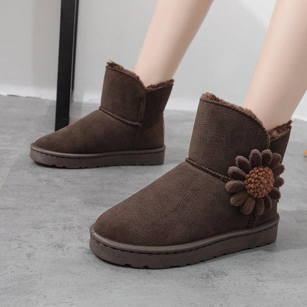 flock short plush fur lined women short ankle winter suede snow boots with flowers slip on warm shoes, Black
flock short plush fur lined women short ankle winter suede snow boots with flowers slip on warm shoes, Black