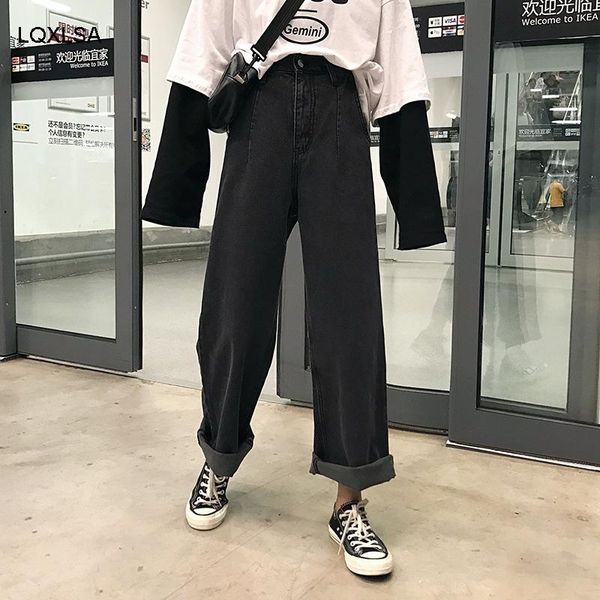 women's jeans women bf wide leg trousers denim black womens loose casual daily high elastic waist harajuku korean chic all-match ulzzan, Blue
women's jeans women bf wide leg trousers denim black womens loose casual daily high elastic waist harajuku korean chic all-match ulzzan, Blue