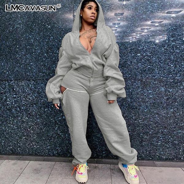lmcavasun long sleeve cut out hooded zip-up sweatshirt joggings 2 piece set autumn winter women hoodies oversized tracksuit1, Gray
lmcavasun long sleeve cut out hooded zip-up sweatshirt joggings 2 piece set autumn winter women hoodies oversized tracksuit1, Gray