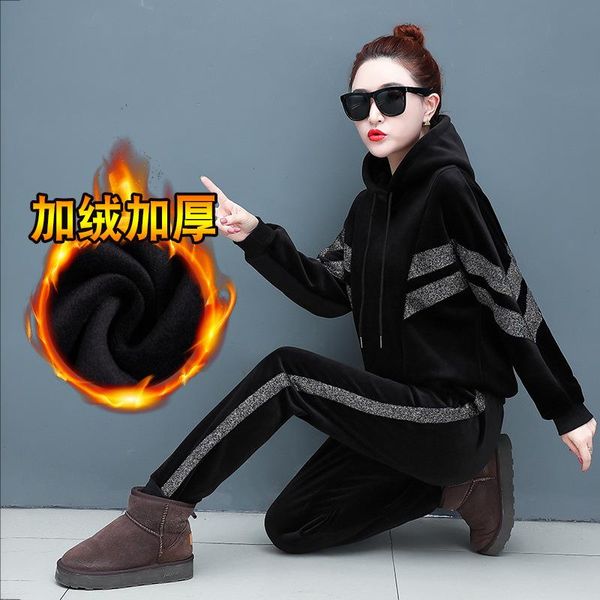 running sets tracksuit women sport suit winter thick velvet warm loose hoodie jogging outfit workout casual set sweatshirt+pant, Black;blue
running sets tracksuit women sport suit winter thick velvet warm loose hoodie jogging outfit workout casual set sweatshirt+pant, Black;blue