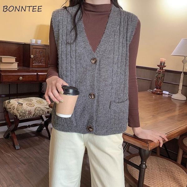 women's vests women sweater vest solid knitted soft single breasted loose all-match vintage korean style fashion elegant simple leisure, Black;white
women's vests women sweater vest solid knitted soft single breasted loose all-match vintage korean style fashion elegant simple leisure, Black;white