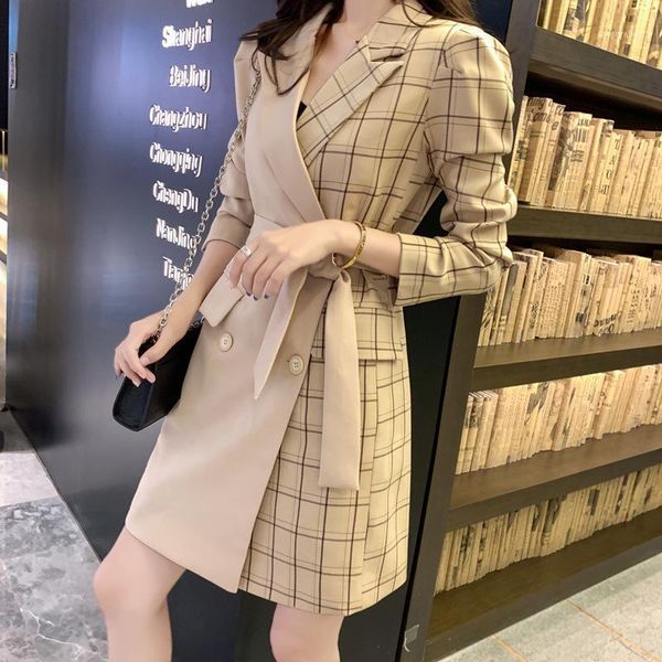 women clothes suit dress female autumn new double-breasted temperament lattice receive waist splice thin coat women1, Black
women clothes suit dress female autumn new double-breasted temperament lattice receive waist splice thin coat women1, Black