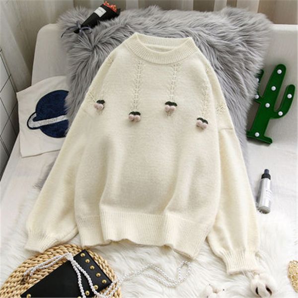 2020 autumn winter new women's pullover sweater korean version sweet three-dimensional cherry yellow pullover student long sleeve sweat, White;black
2020 autumn winter new women's pullover sweater korean version sweet three-dimensional cherry yellow pullover student long sleeve sweat, White;black