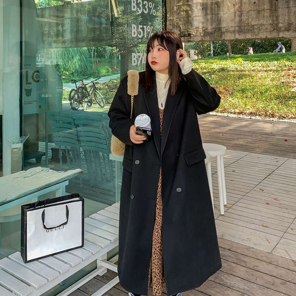 naz big size 2020 winter new mid long temperament woolen coat vt two piece suit, White;black 
naz big size 2020 winter new mid long temperament woolen coat vt two piece suit, White;black