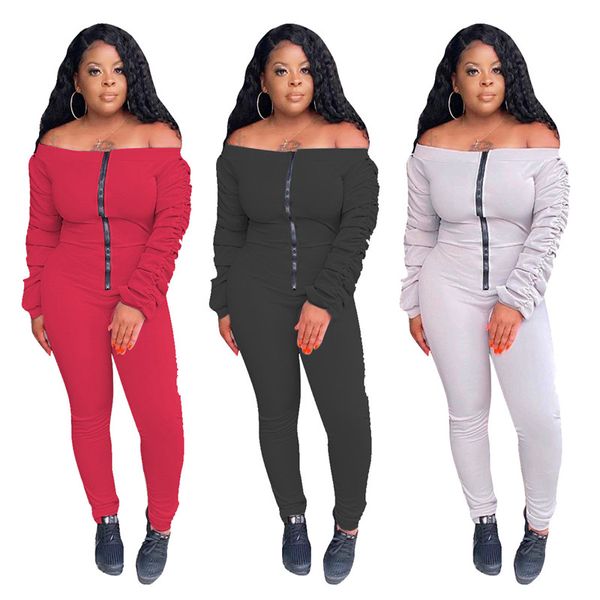 slash neck designer womens jumpsuits fashion solid color pleated long sleeve trousers suits autumn female clohting, Black;white
slash neck designer womens jumpsuits fashion solid color pleated long sleeve trousers suits autumn female clohting, Black;white