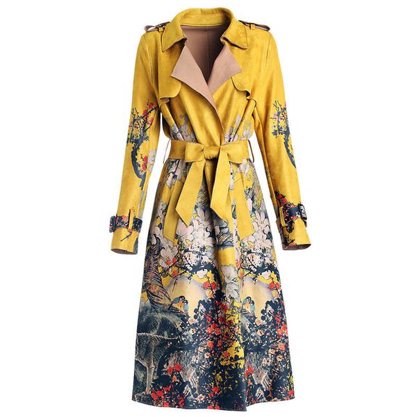 2019 autumn women's casual trench coat suede oversize print vintage windbreaker female with belt slim outwear yellow m421 1031, Tan;black
2019 autumn women's casual trench coat suede oversize print vintage windbreaker female with belt slim outwear yellow m421 1031, Tan;black