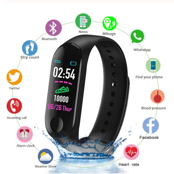 m3 wristband for men women, smart sports watch with heart rate, blood prsure control and step counter
m3 wristband for men women, smart sports watch with heart rate, blood prsure control and step counter