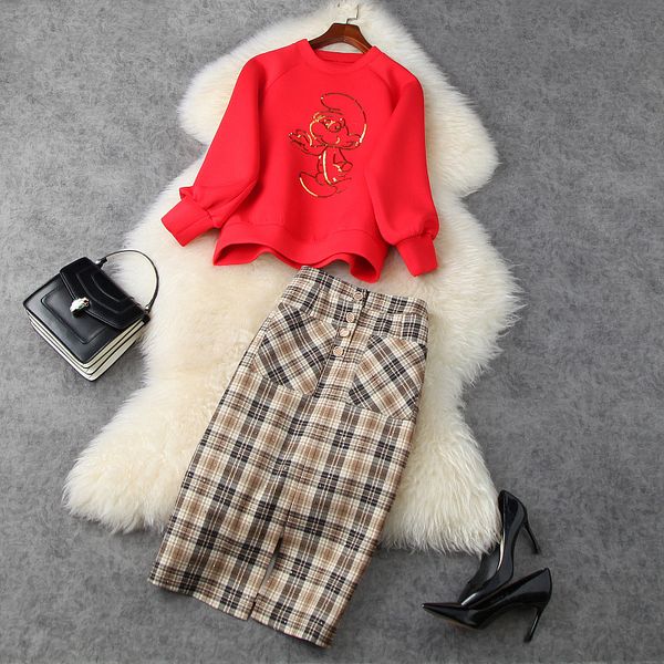 european and american women's clothing 2021 new style for spring long sleeves cartoon sequin hoodie plaid skirt fashion suits, White
european and american women's clothing 2021 new style for spring long sleeves cartoon sequin hoodie plaid skirt fashion suits, White