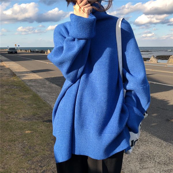 women's autumn winter fashion solid color loose high collar pullover knitted sweater, Gray
women's autumn winter fashion solid color loose high collar pullover knitted sweater, Gray
