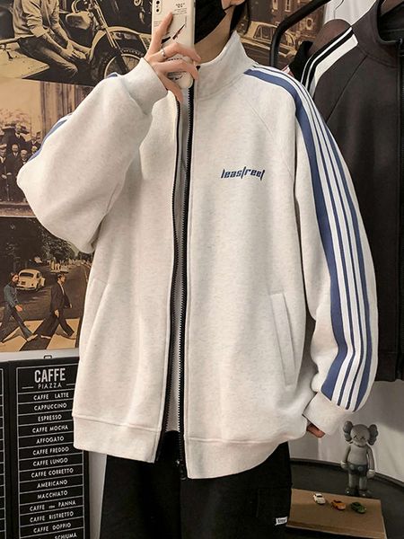 men's sweater autumn and winter loose trend versatile sports baseball trendy plush cardigan stand collar coat, Black
men's sweater autumn and winter loose trend versatile sports baseball trendy plush cardigan stand collar coat, Black