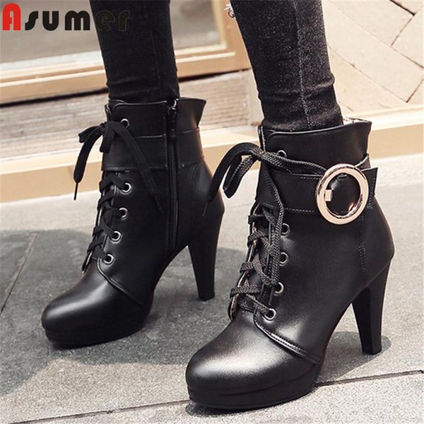 boots asumer 2021 big size 46 ankle women pu round toe metal decoration lace up vintage high heel shoes ladies, Black
boots asumer 2021 big size 46 ankle women pu round toe metal decoration lace up vintage high heel shoes ladies, Black