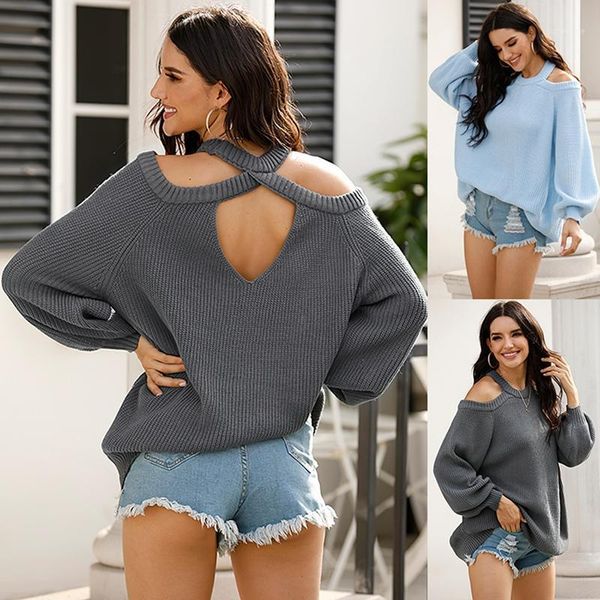 women sweaters pullovers solid lantern long sleeve backless sweater o neck knitted sweater1, White;black
women sweaters pullovers solid lantern long sleeve backless sweater o neck knitted sweater1, White;black