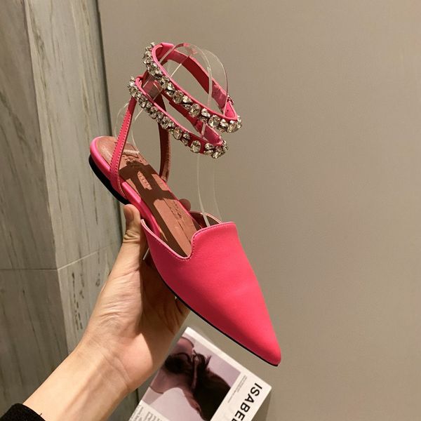 satin pointed toe women sandals flats 22ss summer ankle booties cool shoes casual pregnant runway flats mules crystals ladies dress wedding, Black 
satin pointed toe women sandals flats 22ss summer ankle booties cool shoes casual pregnant runway flats mules crystals ladies dress wedding, Black