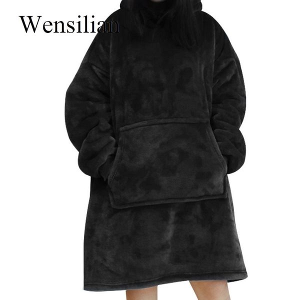 winter blanket with sleeves sweatshirt oversize hoodie women hooded coats tv blanket travel bathrobe solid fleece sudadera mujer y200610, Black
winter blanket with sleeves sweatshirt oversize hoodie women hooded coats tv blanket travel bathrobe solid fleece sudadera mujer y200610, Black