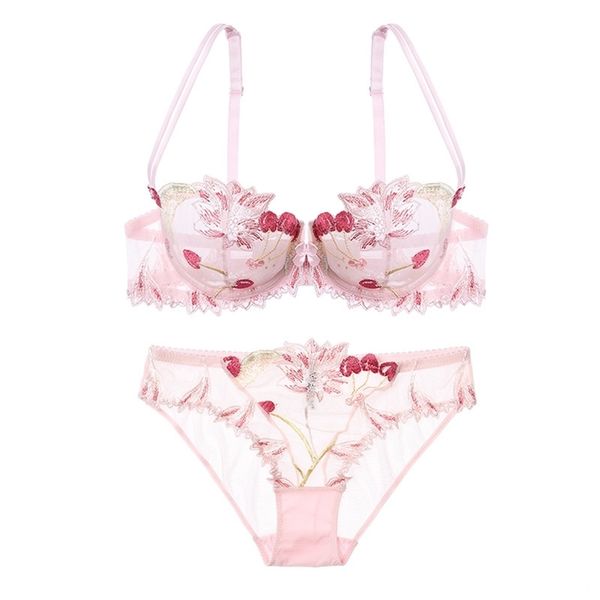 large size lace embroidery underwear romantic women transparent bra set plus size pink ultra-thin lingerie lj201211, Red;black
large size lace embroidery underwear romantic women transparent bra set plus size pink ultra-thin lingerie lj201211, Red;black