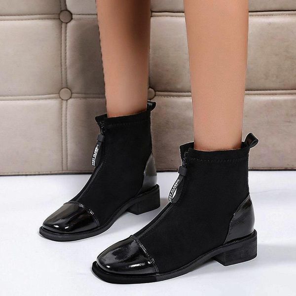women's ankle boots winter shoes woman low heels pu leather zipper square toe plus szie elegant ladies boot comfort female shoe1, Black
women's ankle boots winter shoes woman low heels pu leather zipper square toe plus szie elegant ladies boot comfort female shoe1, Black