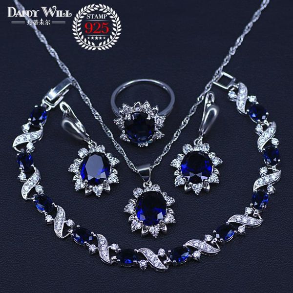 silver color bridal jewelry sets blue stone cz earrings for women bracelet rings pendant necklace set gifts jewelry box
silver color bridal jewelry sets blue stone cz earrings for women bracelet rings pendant necklace set gifts jewelry box