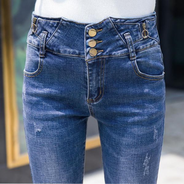 women long denim stretch pencil pants plus size 40 high waist jeans, Blue
women long denim stretch pencil pants plus size 40 high waist jeans, Blue