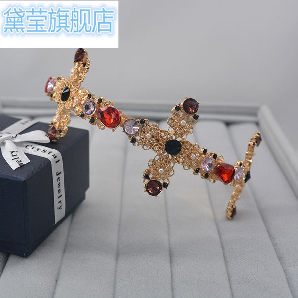 2020 new baroque high grade cross crystal crown bridal hair band headdress, Silver
2020 new baroque high grade cross crystal crown bridal hair band headdress, Silver
