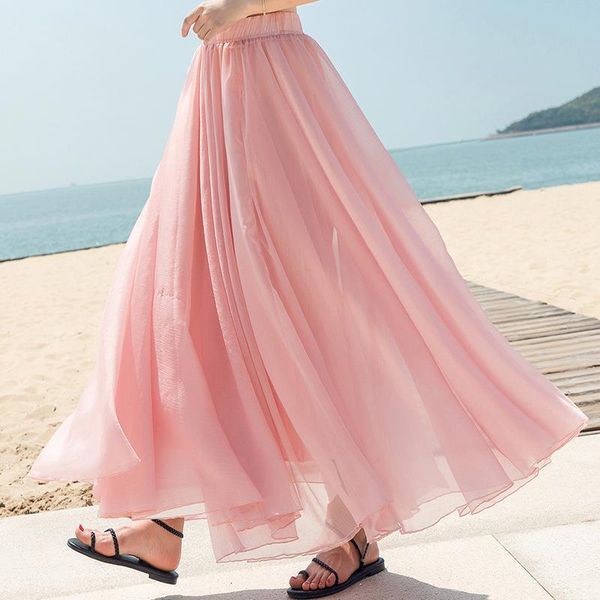 2019 women bohemian chiffon long skirts solid beach skirts elegant boho skirts women maxi faldas saias high waist elastic, Black
2019 women bohemian chiffon long skirts solid beach skirts elegant boho skirts women maxi faldas saias high waist elastic, Black