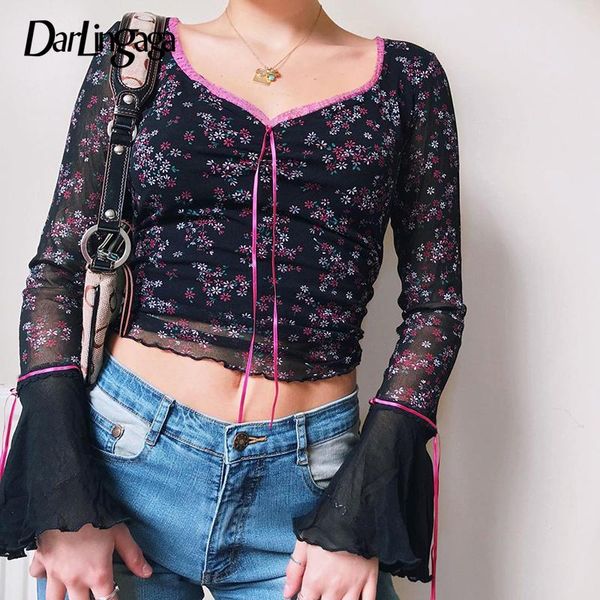 darlingaga vintage floral print mesh female t-shirt lace patchwork flare sleeve autumn t shirt transparent frill cropped tee, White
darlingaga vintage floral print mesh female t-shirt lace patchwork flare sleeve autumn t shirt transparent frill cropped tee, White