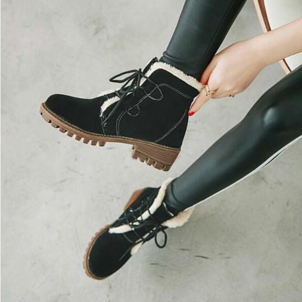 boots women ankle chaussure chunky mid heels booties plus size winter snow warm lace up shoes woman zapatos mujer sapato d1829, Black
boots women ankle chaussure chunky mid heels booties plus size winter snow warm lace up shoes woman zapatos mujer sapato d1829, Black