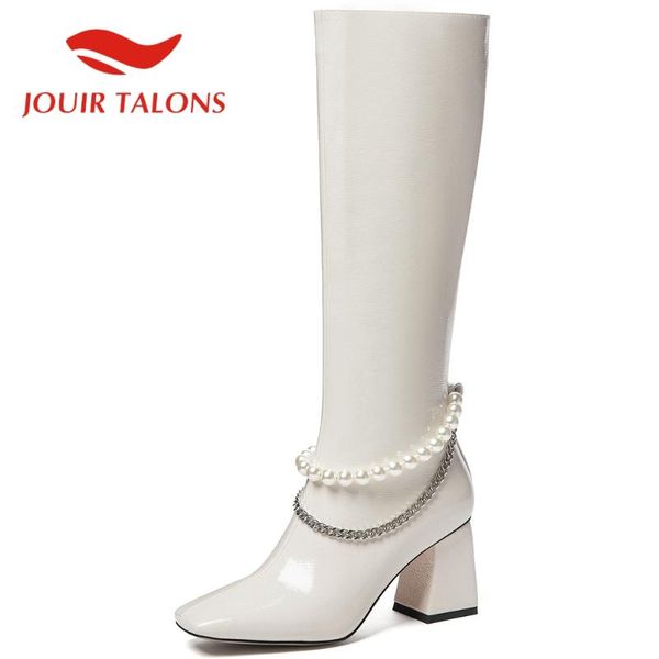jouir talons high fashion genuine leather chains square toe knee boots cow leather solid casual women shoes, Black
jouir talons high fashion genuine leather chains square toe knee boots cow leather solid casual women shoes, Black