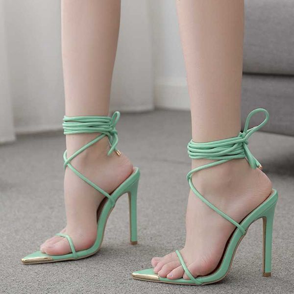summer fresh green metal pointed toe lace up women sandals cross strap lady's high heeled shoes gladiators, Black
summer fresh green metal pointed toe lace up women sandals cross strap lady's high heeled shoes gladiators, Black