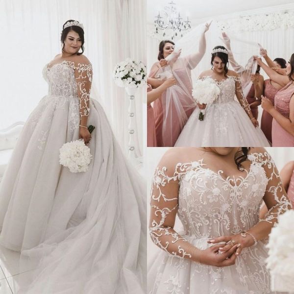 plus size long sleeve wedding dress tulle bridal gowns 2023 lace appliqued beads pearls court train sheer jewel neck arabic dubai women brid, White
plus size long sleeve wedding dress tulle bridal gowns 2023 lace appliqued beads pearls court train sheer jewel neck arabic dubai women brid, White