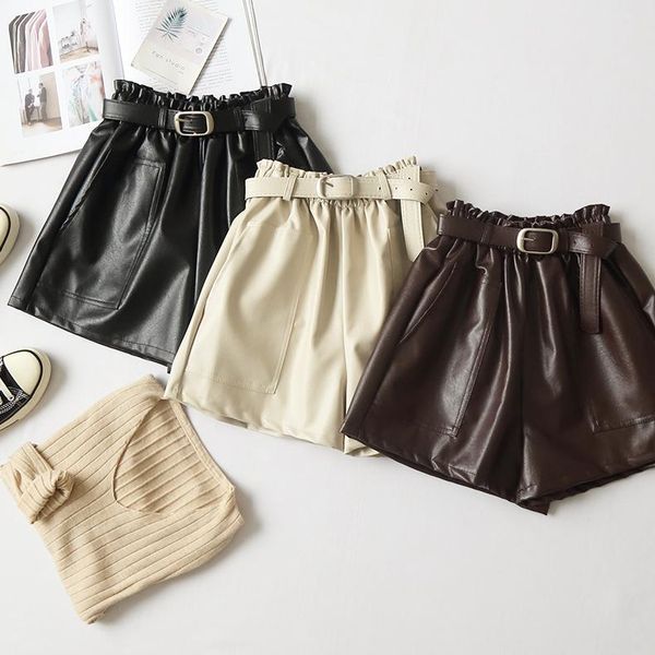 2020 autumn new fashion women's clothing new product big pocket flower bud high waist pu leather casual shorts + belt, Black;white
2020 autumn new fashion women's clothing new product big pocket flower bud high waist pu leather casual shorts + belt, Black;white