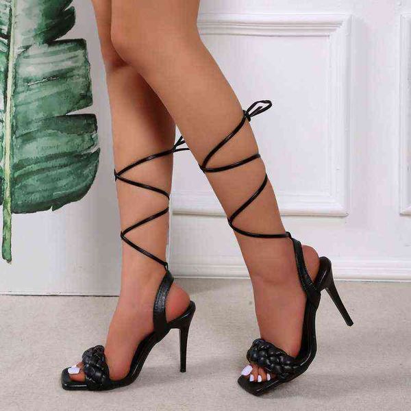 sandals new summer lace up women square toe heel cross party shoes high heels designer 220310, Black
sandals new summer lace up women square toe heel cross party shoes high heels designer 220310, Black
