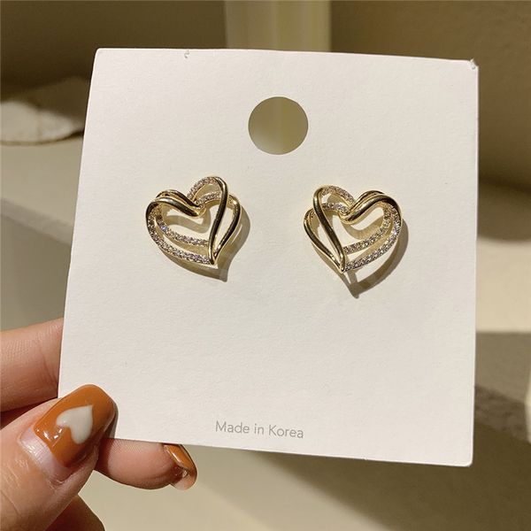 new fashion heart metal women classic stud earrings korean double layer hollow drill earrings love simple earring jewelry, Golden;silver
new fashion heart metal women classic stud earrings korean double layer hollow drill earrings love simple earring jewelry, Golden;silver