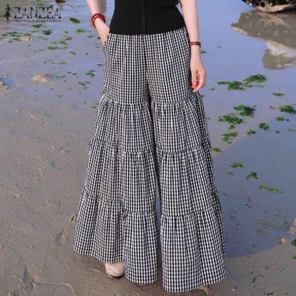 women's pants & capris womens fashion plaid casual korean chic wide leg streetwears plus size 5xl zanzea high elastic waist ruffle trou, Black;white
women's pants & capris womens fashion plaid casual korean chic wide leg streetwears plus size 5xl zanzea high elastic waist ruffle trou, Black;white