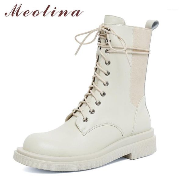 meotina women mid calf boots shoes real leather flats platform motorcycle boots cross tied flat female autumn winter 401, Black
meotina women mid calf boots shoes real leather flats platform motorcycle boots cross tied flat female autumn winter 401, Black