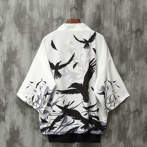 men's casual shirts japanese robe summer sun protection retro and women's thin bf style shirt, White;black
men's casual shirts japanese robe summer sun protection retro and women's thin bf style shirt, White;black