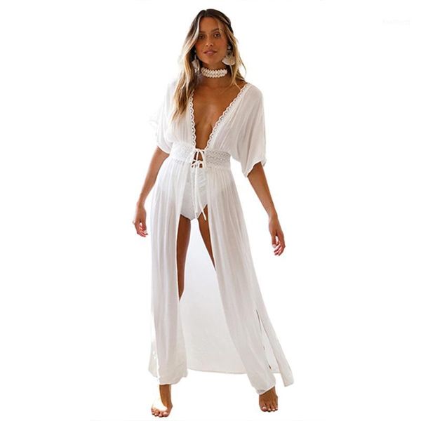 bikini cover up women beach dress 2020 swimwear chifffon plus size bathing suit maxi dress bandage kimono cardigan cover up1, White;black
bikini cover up women beach dress 2020 swimwear chifffon plus size bathing suit maxi dress bandage kimono cardigan cover up1, White;black