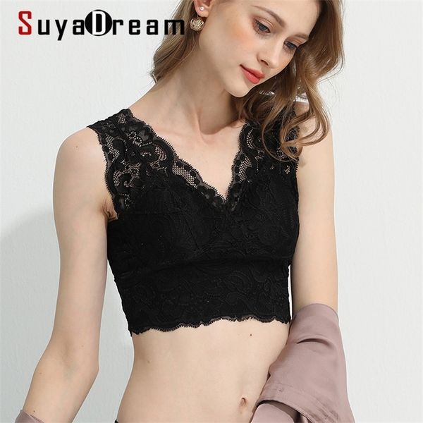 suyadream women padded full cup tank bras 100% natural silk lace black bra wine underwear lj201208, Red;black
suyadream women padded full cup tank bras 100% natural silk lace black bra wine underwear lj201208, Red;black