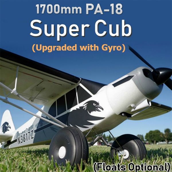 

fms rc airplane 1700mm 1.7m pa-18 j3 piper super cub trainer beginner with reflex gyro pnp model plane aircraft floats optional y200428