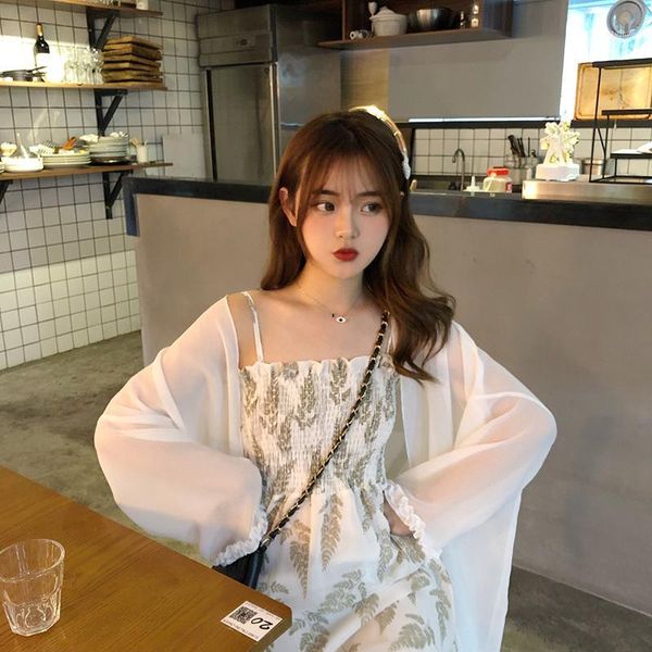 sweet two piece set dress ladies 2020 summer sun shirt + floral sling dresses elegant office chiffon dress women sets vestidos1, White
sweet two piece set dress ladies 2020 summer sun shirt + floral sling dresses elegant office chiffon dress women sets vestidos1, White