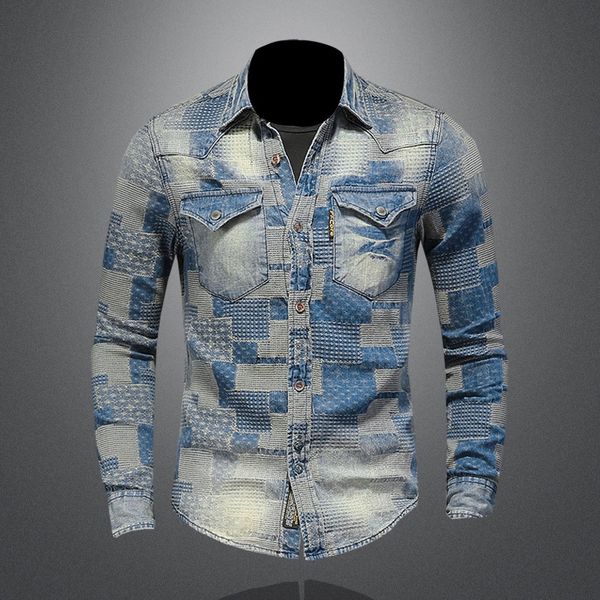 cross-border long-term retro patch lapel denim shirt artistic floral punk shirt men w61068, Black;brown
cross-border long-term retro patch lapel denim shirt artistic floral punk shirt men w61068, Black;brown