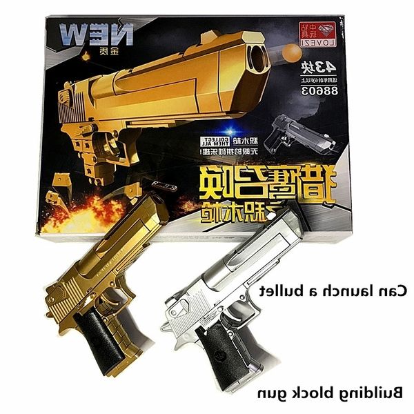 5444golden / silver plastic toy gun military pistol assembly model children's intelligence building block can shoot gift for boys
5444golden / silver plastic toy gun military pistol assembly model children's intelligence building block can shoot gift for boys