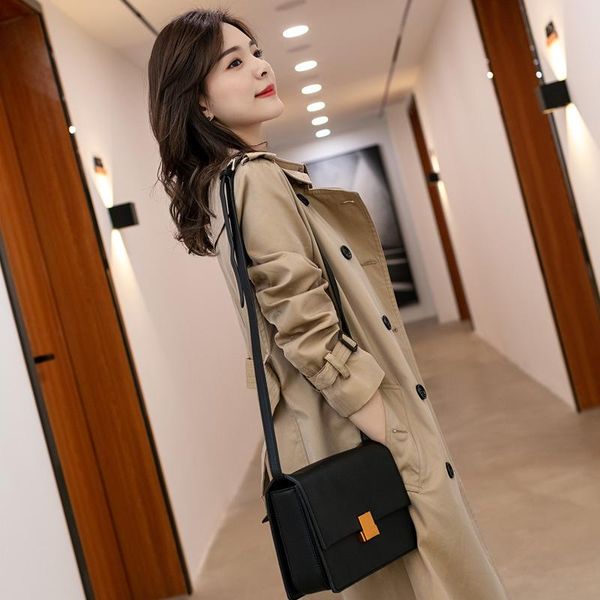 famous boutique classic windbreaker women's middle long british style khaki spring and autumn coat, Tan;black
famous boutique classic windbreaker women's middle long british style khaki spring and autumn coat, Tan;black